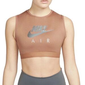 Nike Air Bronze brown SWOOSH high-neck crop top sports bra XS